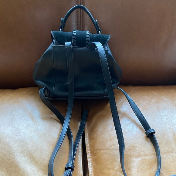 Anthropologie Black Leather Small Backpack - Picture 4 of 4
